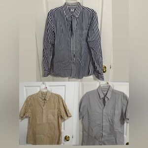 Uniqlo Navy/White, Mustard/White & Grey/White Striped Shirt bundle